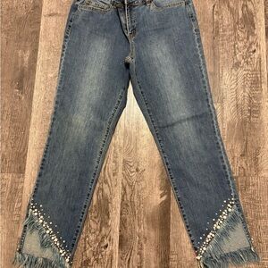 Blue Fringed Women's Jeans